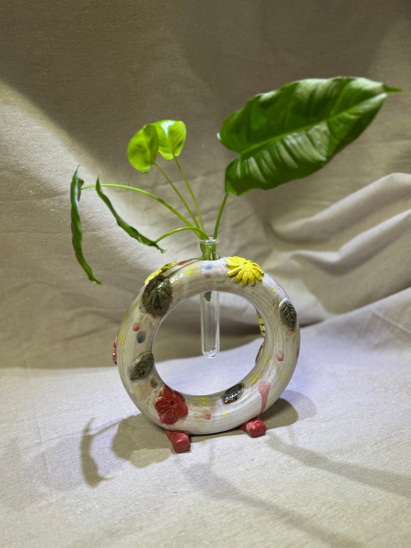環形陶藝植栽花瓶 - 花瓶/花器 - 陶 