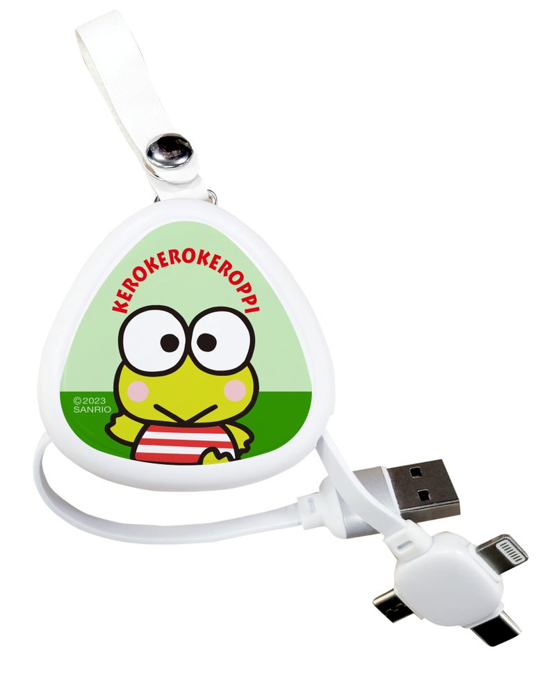 【Hong Man】Sanrio three-in-one retractable fast charging cable with big head and big eyes - Chargers & Cables - Plastic Green