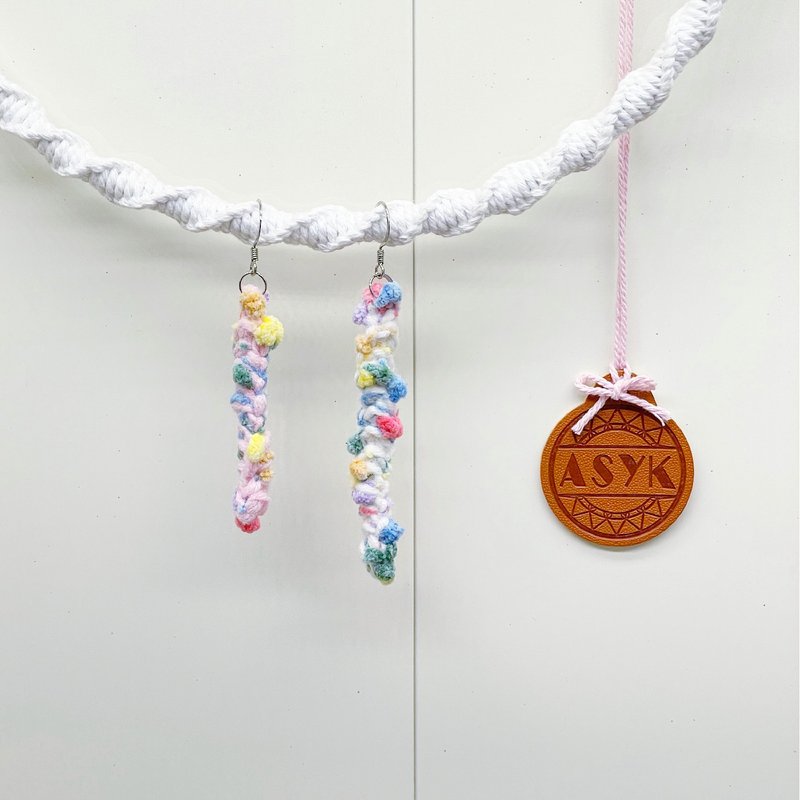 [hairball earrings] dangling/interchangeable clip - ต่างหู - ผ้าฝ้าย/ผ้าลินิน ขาว