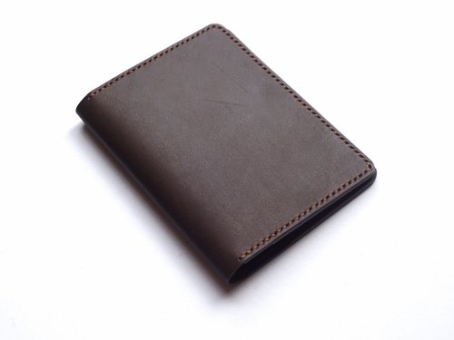 fourjei Dark Brown Leather Passport Holder / B7 cover with Credit Card pockets