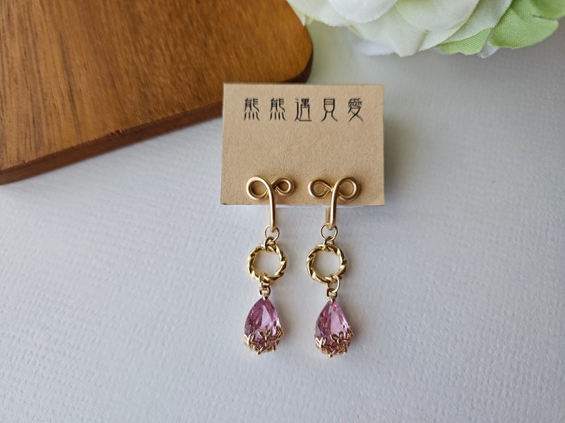 [First Look] Pink ~ Painless Clip-On, clip-on earrings, and ear hooks - ต่างหู - วัสดุอื่นๆ สึชมพู