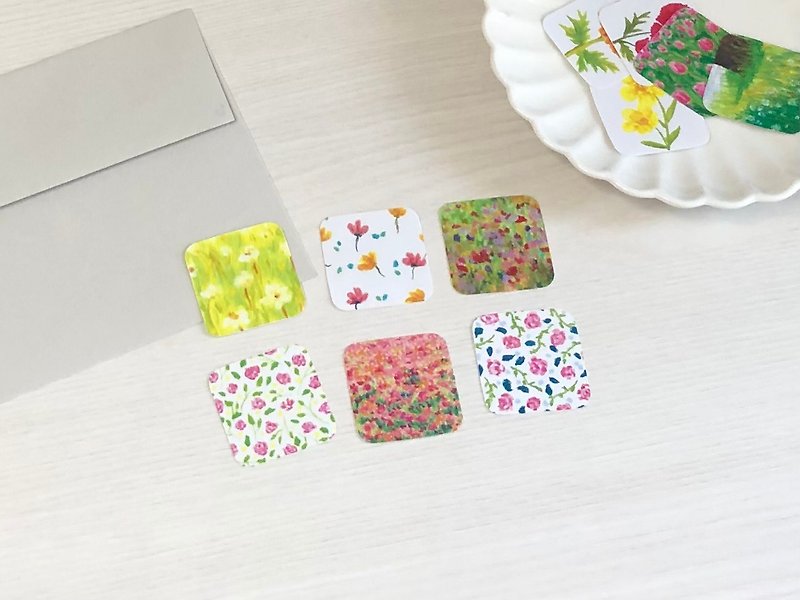 4/ Floral pattern, bycolaa stickers (set of 12) - สติกเกอร์ - วัสดุกันนำ้ 