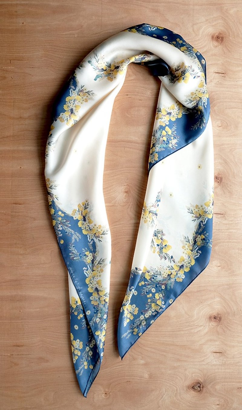 SCARF : Yellow Flowers - Scarves - Polyester Yellow