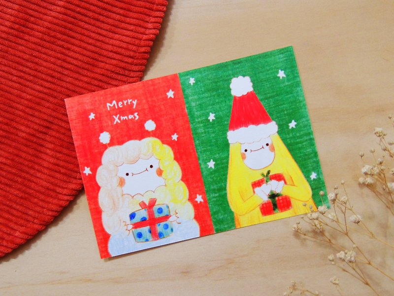 送你禮物－黃蕉星的聖誕明信片/卡片 - 卡片/明信片 - 紙 多色