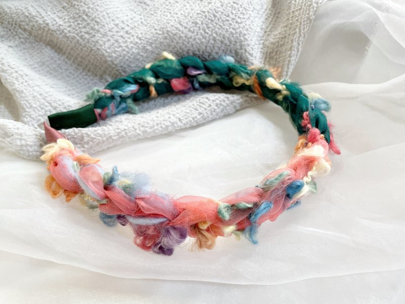 Braided headband/fine version, thin edge, thin headband, bridal headband, painless, no pressure, handmade - Headbands - Other Materials Multicolor