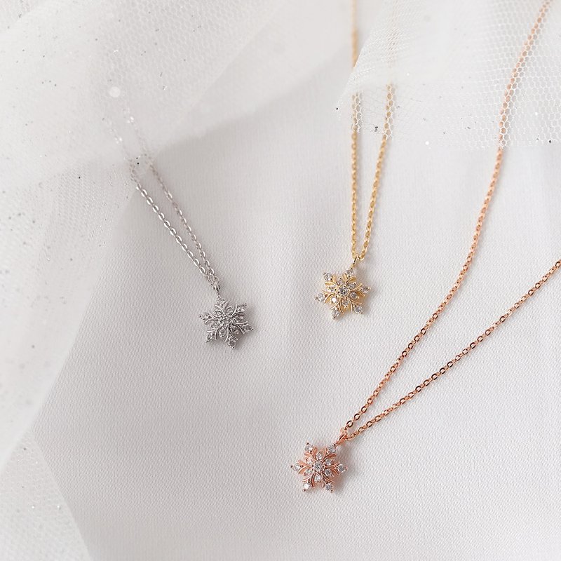 Little Snowflake 10 Points Diamond Necklace/Natural Diamond - สร้อยคอ - เพชร 