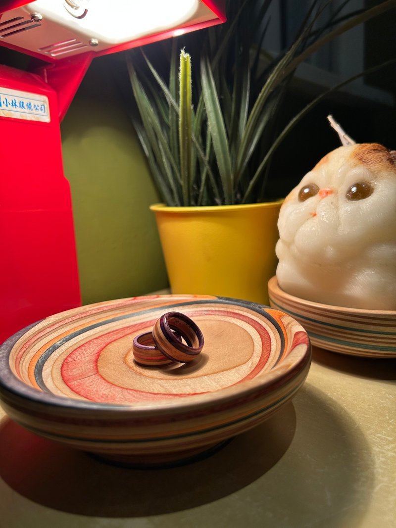 【GM_woodwork】手工木作戒指/拼接戒指/情侶戒 - 戒指 - 木頭 紫色