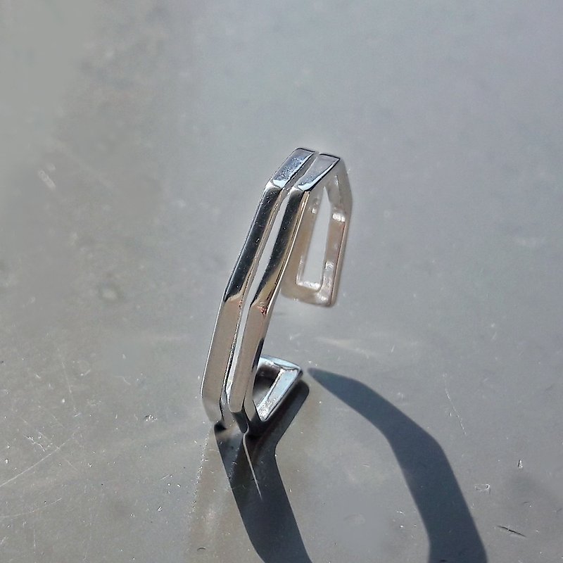 Corner 925 Sterling Silver Ring (Shiny Thin Version) Activities Nude - General Rings - Sterling Silver Silver