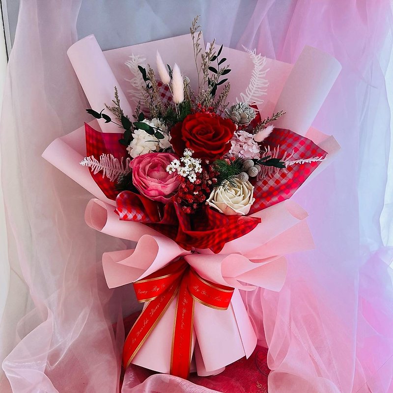 Red Lover Eucalyptus Exclusive Red Bouquet Hand-made Dry Flowers Immortal Flowers - ช่อดอกไม้แห้ง - พืช/ดอกไม้ สีแดง