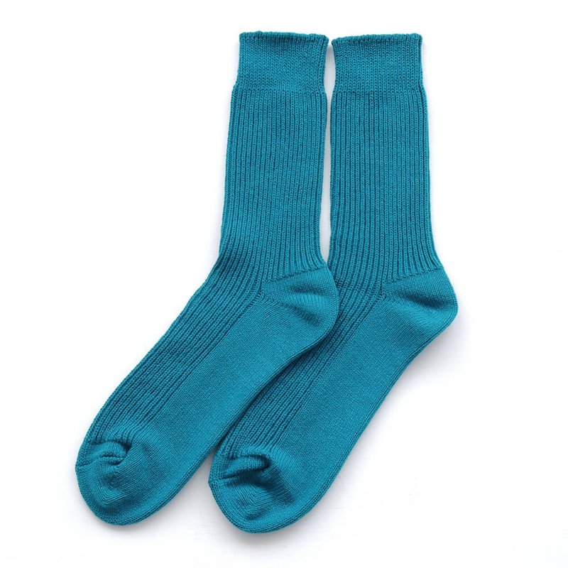 Organic Comfort Thick Ribbed Mens Socks – Sustainable Recycled Cotton (Turquois) - ถุงเท้า - ผ้าฝ้าย/ผ้าลินิน สีน้ำเงิน