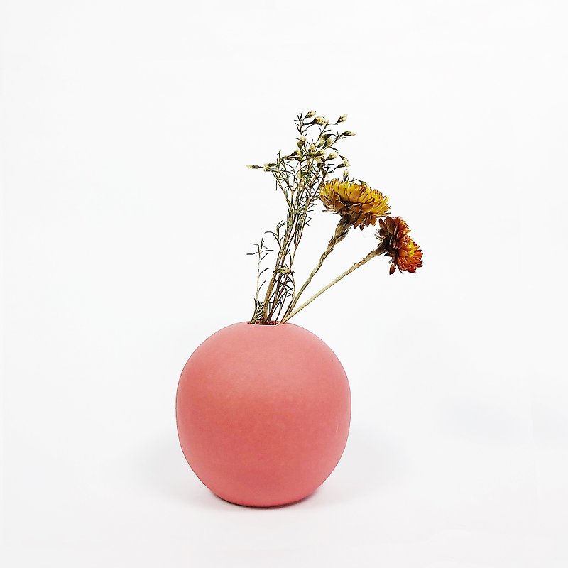 ミディアムシンプルノルディックカラーハンドメイドラウンドフロストフラワー-コーラルピンク - 花瓶・植木鉢 - 磁器 ピンク