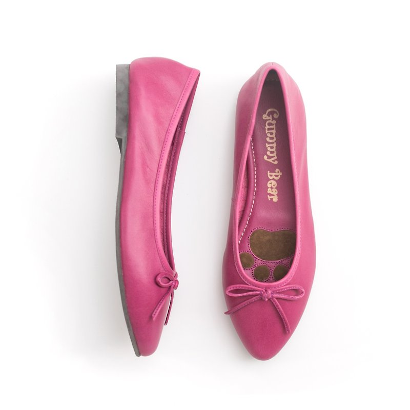 真皮 娃娃鞋/平底鞋 粉紅色 - Gummy Bear 手工/小羊皮/柔軟/平底鞋/娃娃鞋