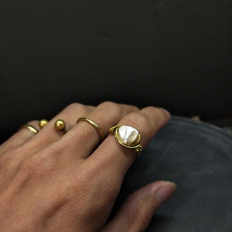 Pearl ring-all-match style-baroque tears - แหวนทั่วไป - ไข่มุก 