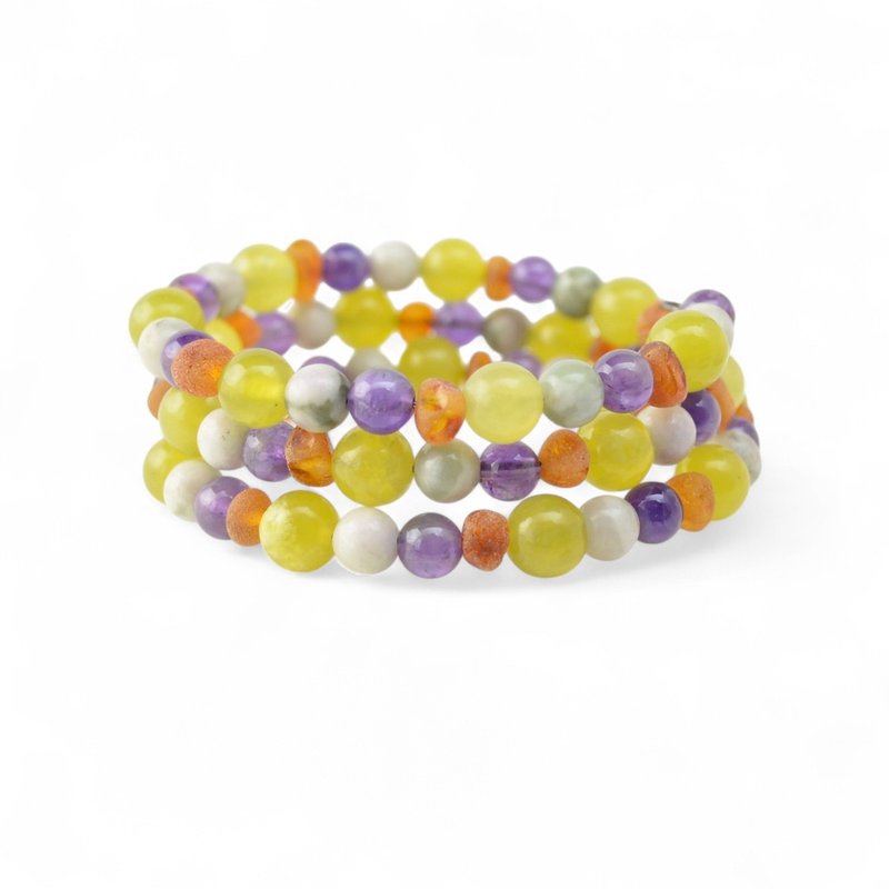 女士粗琥珀手鍊  附記憶絲  TG77 - 手鍊/手環 - 寶石 多色