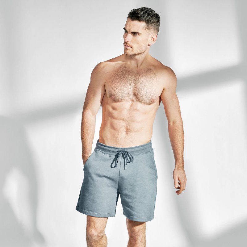 Bread & Boxers Lounge Short Men's Pure Organic Cotton Shorts - Tornado Blue - กางเกงขาสั้น - ผ้าฝ้าย/ผ้าลินิน สีน้ำเงิน