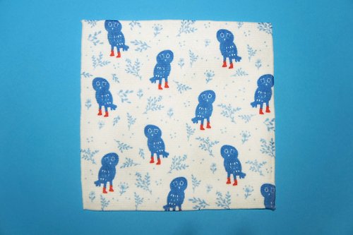 musen 毛巾方巾系列 藍色貓頭鷹款