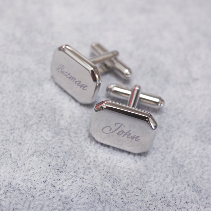 Best Man Gifts*Customized Birthday Gifts*Silver Glossy Cufflinks with Lettering - Cuff Links - Copper & Brass Silver