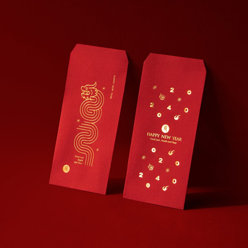 2024新年紅包/騰龍駕霧龍年紅包系列 ( 兩款各5入 ) - 紅包袋/春聯 - 紙 紅色