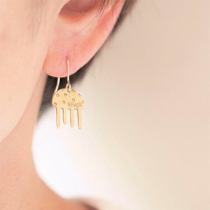 BRASS Jellyfish Earrings Made to Order - Earrings & Clip-ons - Copper & Brass Gold