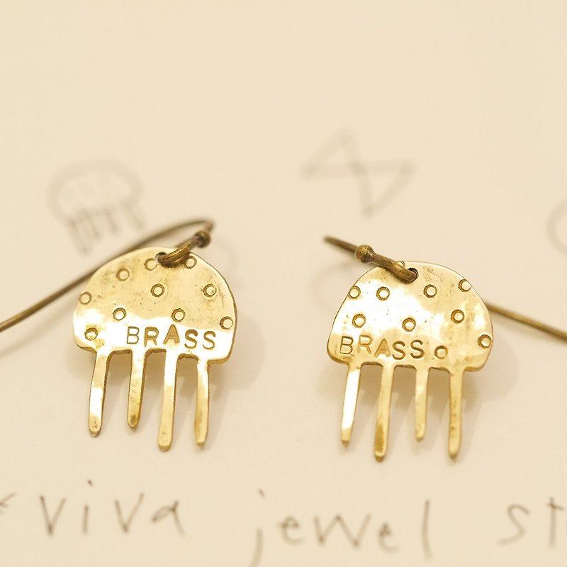 Jellyfish Earrings Material Brass - Earrings & Clip-ons - Copper & Brass Gold