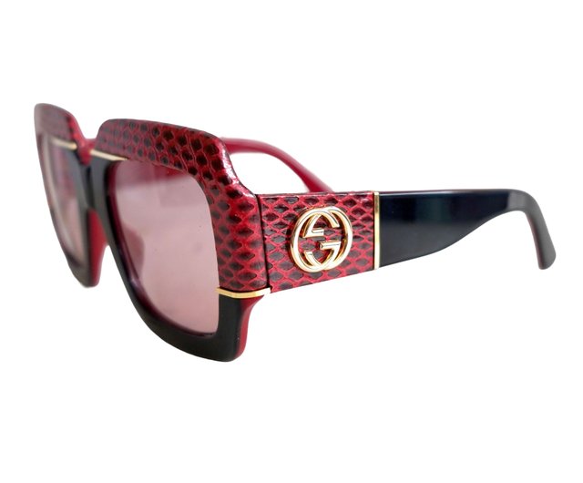 【サイズ交換ＯＫ】 新品 イタリア高級ブランド GUCCIレッド蛇革ステッチ ゴールド 小物