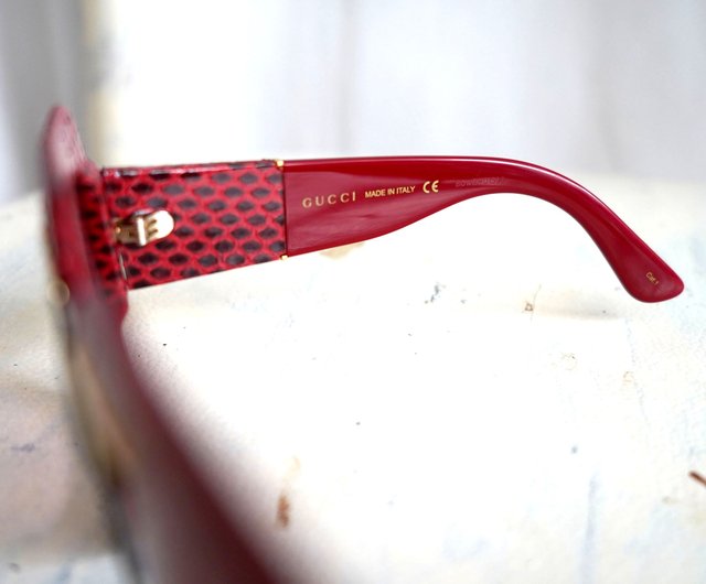 GUCCI ロゴ ゴールド×レッド クリア べっこう サングラス メガネ