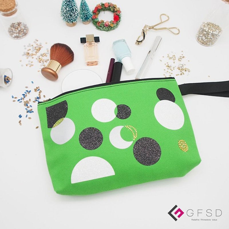 [GFSD] Rhinestone Boutique-Simple Series-Apple Green [Rhythm] Portable Universal Cosmetic Bag - Handbags & Totes - Cotton & Hemp Green