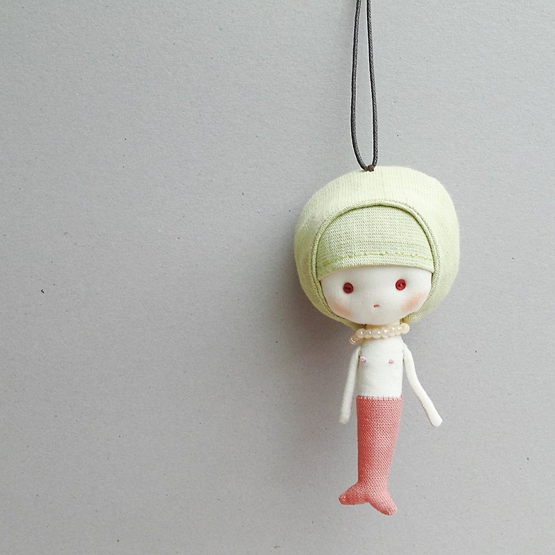 美人魚小蘿莉第 20 號 - 鑰匙圈/鎖匙扣 - 棉．麻 綠色