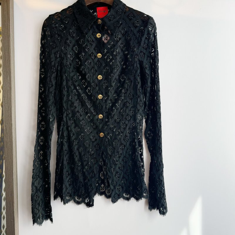 Bazar de Christian Lacroix lace shirt - เสื้อเชิ้ตผู้หญิง - ไฟเบอร์อื่นๆ สีดำ