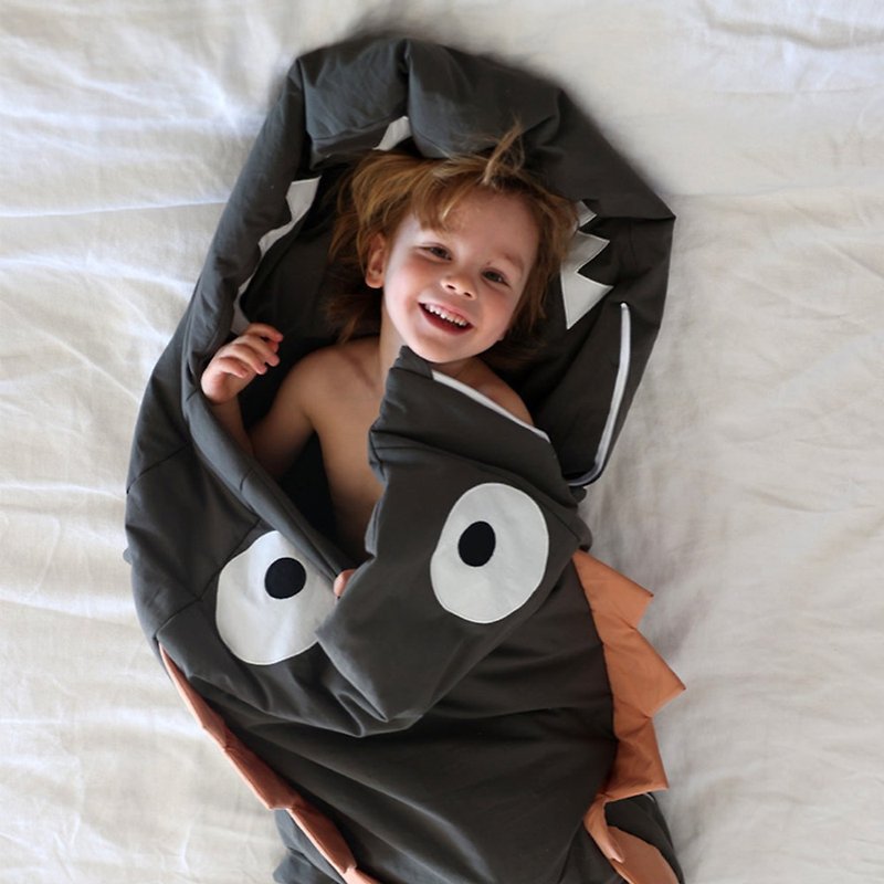 BabyBites鯊魚咬一口 純棉兒童多功能睡袋 - 哈囉短鱷 - 嬰兒床墊/睡袋/枕頭 - 棉．麻 多色
