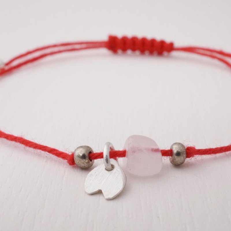 Sterling silver cherry blossom petal pink crystal Gemstone lucky wish bracelet - Bracelets - Crystal Pink