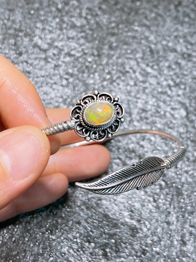 Opal Bangle Handmade in Nepal 92.5% Silver - Bracelets - Gemstone 