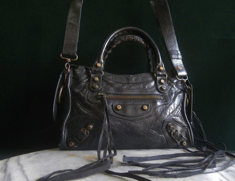 【老時光 OLD-TIME】早期少見二手老包義大利製BALENCIAGA機車包 - 居家收納/收納盒/儲物盒 - 其他材質 多色