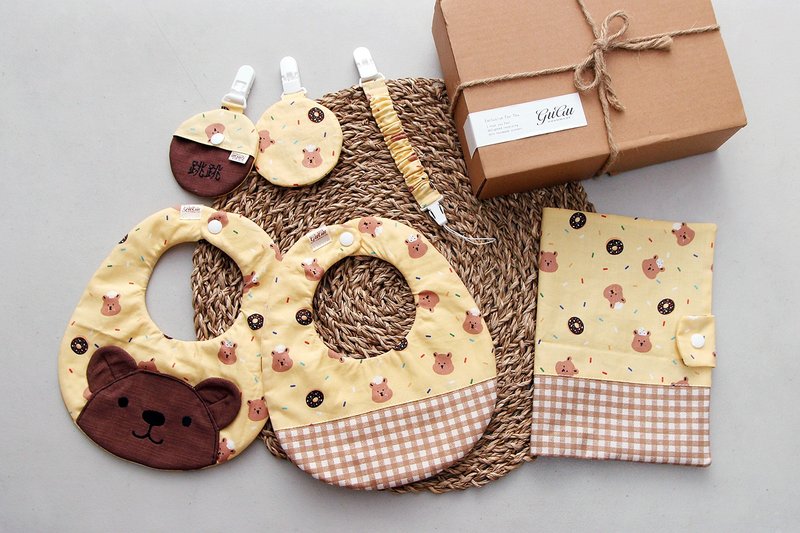 Gugu handmade-bear/flower pocket/ pacifier chain/headband/sun hat/ pacifier chain/cloak/moon gift box - ของขวัญวันครบรอบ - ผ้าฝ้าย/ผ้าลินิน 