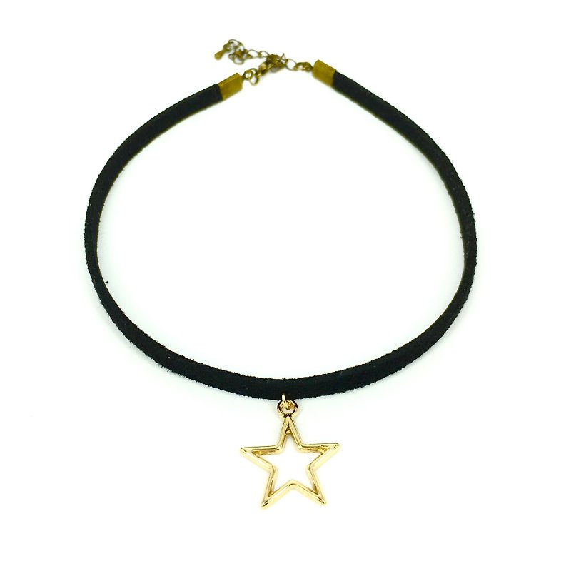 金色簍空星星頸鍊 - 項鍊 - 其他材質 黑色