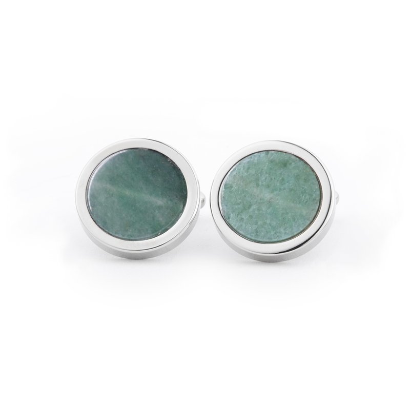 Natural Aventurine Stone Cufflinks - กระดุมข้อมือ - หยก สีเขียว