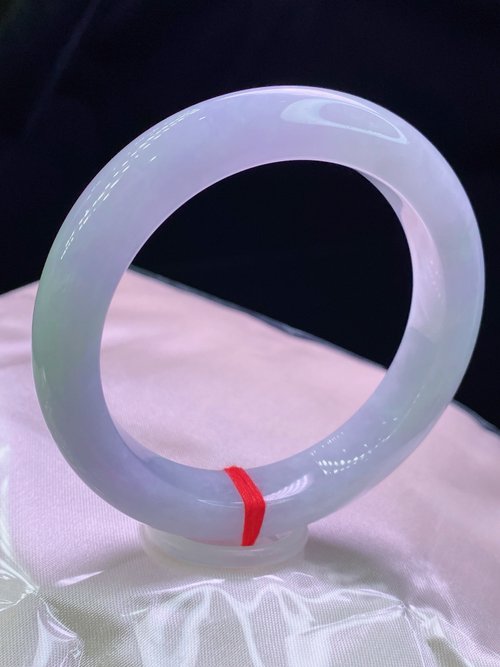 一念之間 緬甸老坑 天然A貨翡翠手鐲 圈口59.3MM 冰糯紫羅蘭底色 編號08710