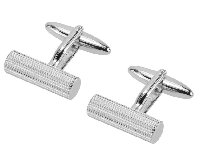 シルバーの円筒形カフリンクス - ショップ CUFF IT カフス