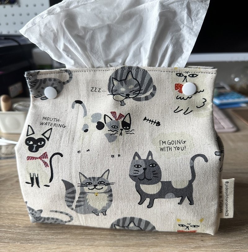 [Daily groceries] Jade Patchwork Handmade-Toilet Paper Home/Lazy Gray Cat - Items for Display - Cotton & Hemp Transparent