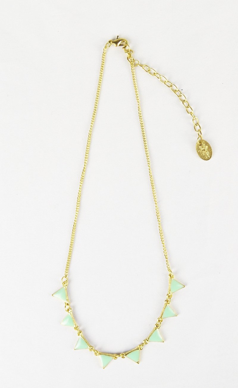 Outer space afternoon tea brass geometric jewelry _ apple green necklace _ fair trade - Necklaces - Other Metals Green