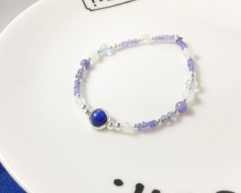 MH sterling silver natural stone custom series _ ocean eye _ kyanite - Bracelets - Semi-Precious Stones Blue