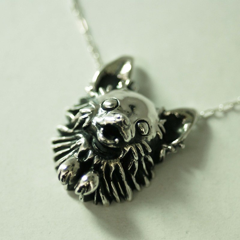 Chihuahua three-dimensional pendant [free shipping] dog dog apple head - Necklaces - Other Metals Silver