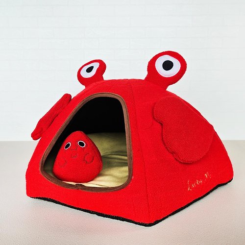 Lucky Me 寵物設計 動物冰屋玩具組- 美味螃蟹 貓窩 特寵 隱密式 寵物床墊