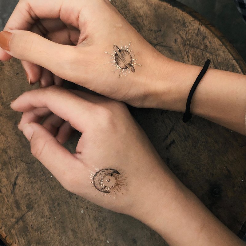 Galaxy - Tattoos Stickers - Temporary Tattoos - Paper Gold