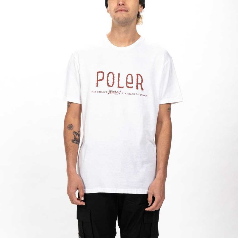 POLER FURRY FONT TEE SHORT SLEEVE TOP/ WHITE - เสื้อยืดผู้ชาย - วัสดุอื่นๆ ขาว