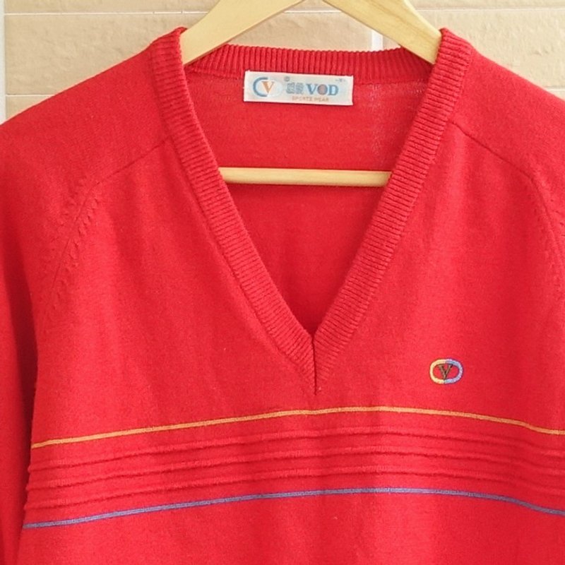 │Slowly│ College Wind Girl - Vintage Sweater │vintage. Vintage. - สเวตเตอร์ผู้หญิง - เส้นใยสังเคราะห์ หลากหลายสี