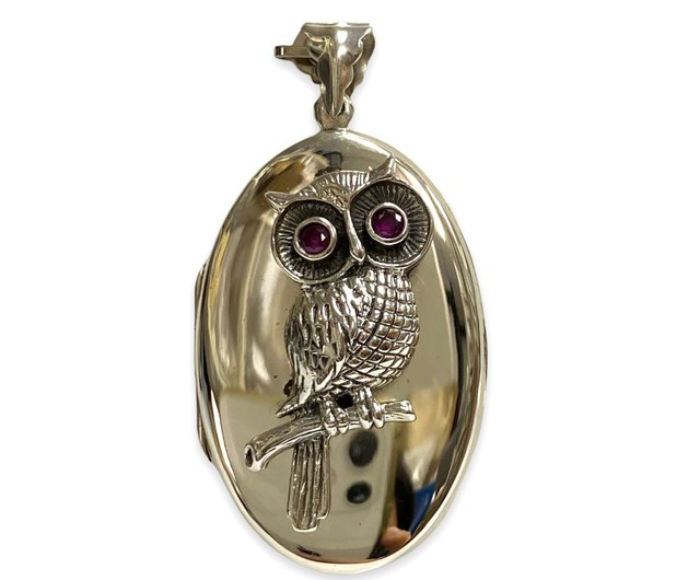 Victorian Silver Locket Pendant with Bird