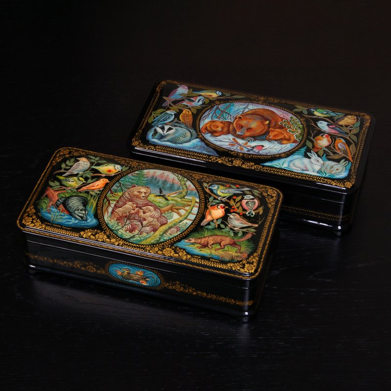 Two Exquisite Wildlife Lacquer Boxes – A Year-Round Celebration of Nature - 擺飾/家飾品 - 其他材質 