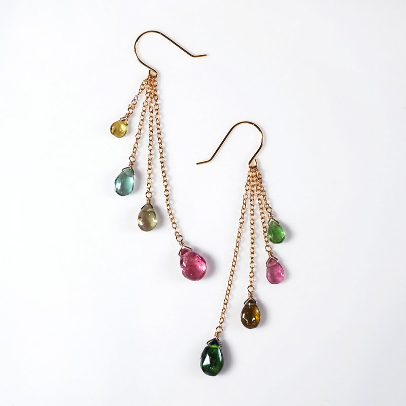 Field of Elysium Fringe Earrings with Multicolor Tourmaline Elysium - Earrings & Clip-ons - Gemstone Multicolor