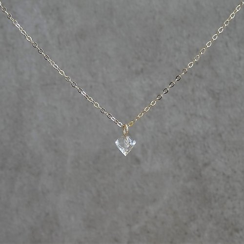 Joyce Wu Handmade Jewelry 天然白水晶 小鑽石形切割 14K GF 包金 裸感項鍊 客製